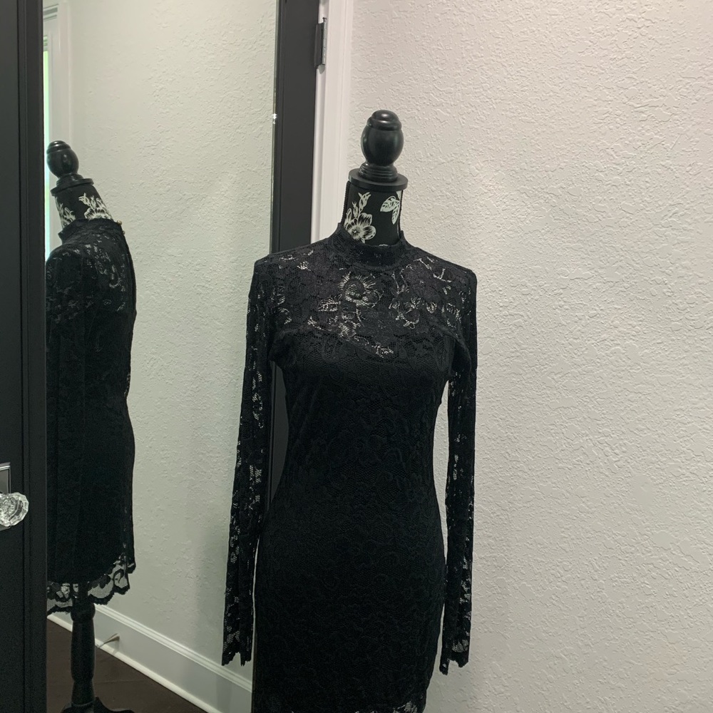 Lace black evening dress